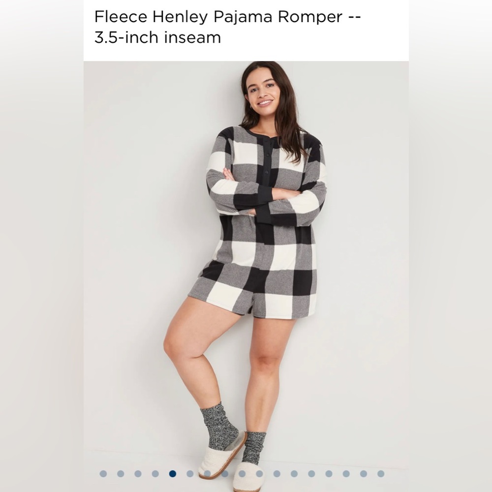 Black & white Buffalo check fleece romper XXL TALL